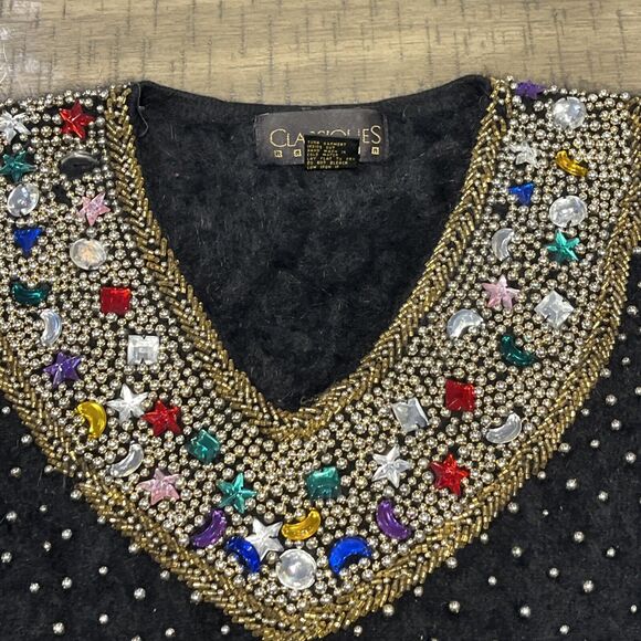 Angora Fuzzy Vintage Pullover Sweater Top Christmas Holiday Jewel CLASSIQUES - Picture 4 of 8